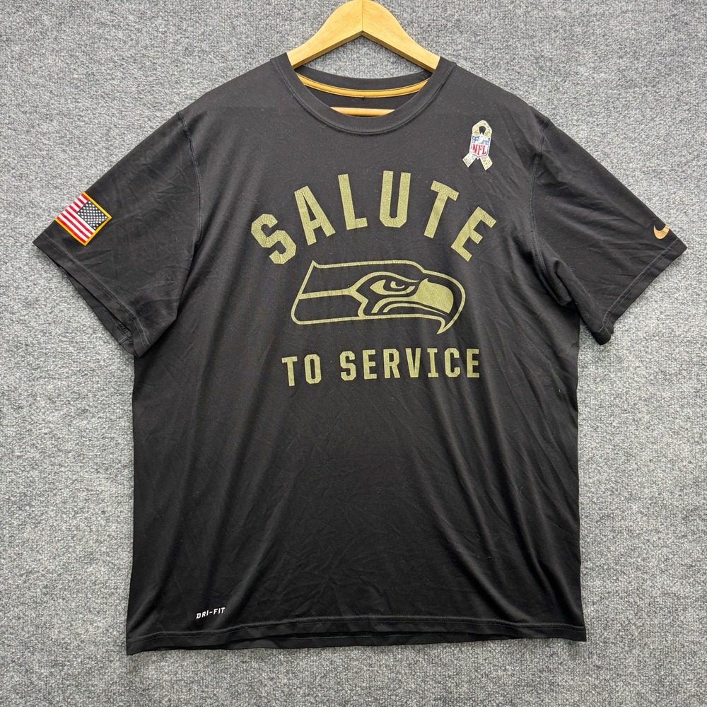 Nike Salute to Service Seahawks T-Shirt Mens XL Black Short Sleeve‎ Athletic